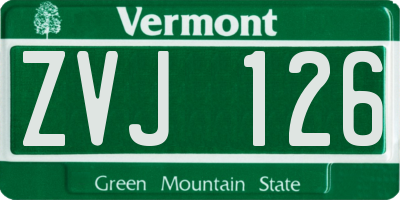 VT license plate ZVJ126