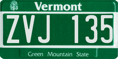 VT license plate ZVJ135