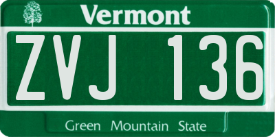 VT license plate ZVJ136