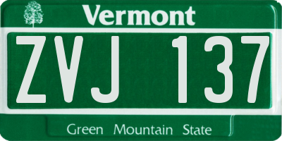 VT license plate ZVJ137
