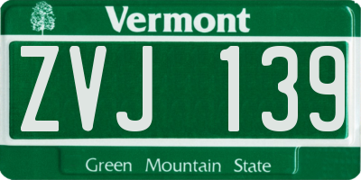 VT license plate ZVJ139