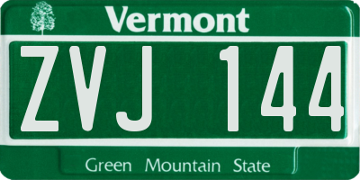 VT license plate ZVJ144