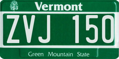 VT license plate ZVJ150