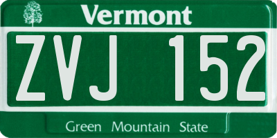 VT license plate ZVJ152