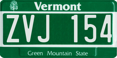 VT license plate ZVJ154