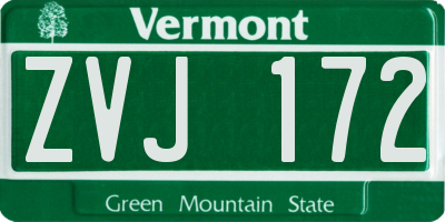 VT license plate ZVJ172