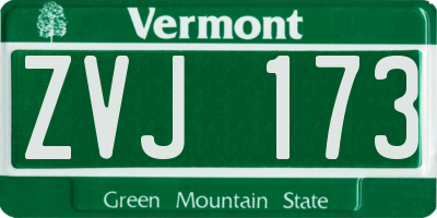 VT license plate ZVJ173