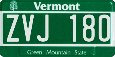 VT license plate ZVJ180