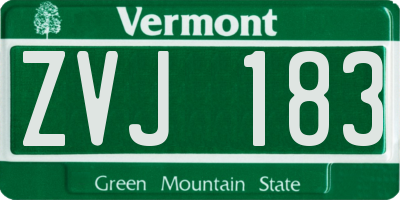 VT license plate ZVJ183