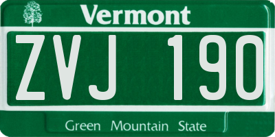 VT license plate ZVJ190