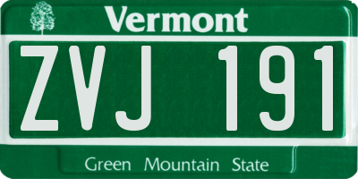 VT license plate ZVJ191