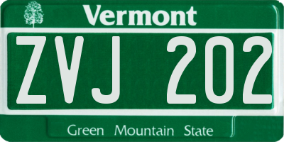 VT license plate ZVJ202