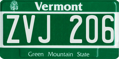 VT license plate ZVJ206