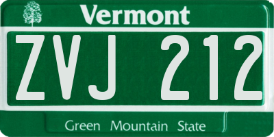 VT license plate ZVJ212