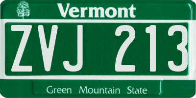 VT license plate ZVJ213