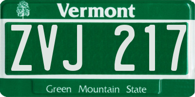 VT license plate ZVJ217