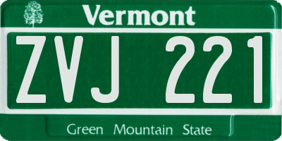 VT license plate ZVJ221