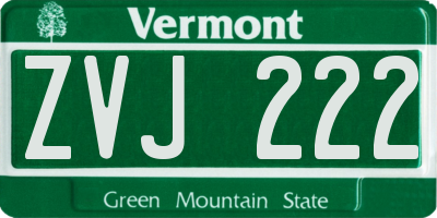 VT license plate ZVJ222