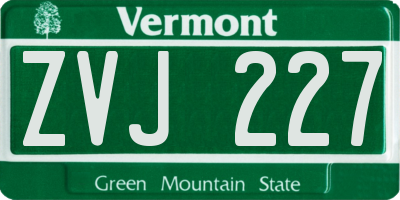 VT license plate ZVJ227
