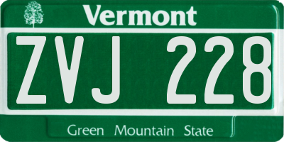 VT license plate ZVJ228