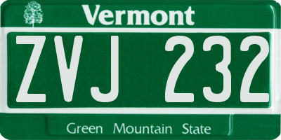 VT license plate ZVJ232