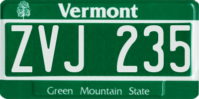 VT license plate ZVJ235