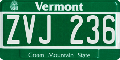 VT license plate ZVJ236