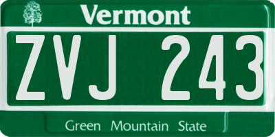 VT license plate ZVJ243