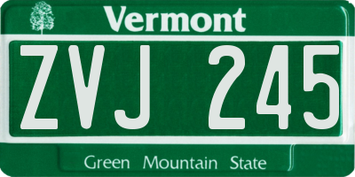 VT license plate ZVJ245