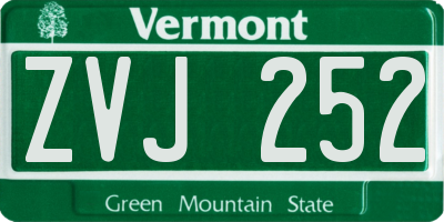 VT license plate ZVJ252