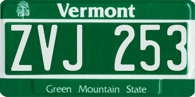 VT license plate ZVJ253