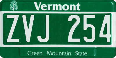 VT license plate ZVJ254