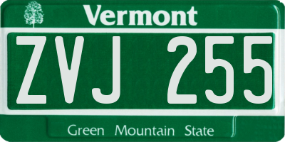VT license plate ZVJ255