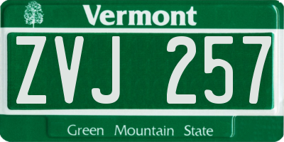 VT license plate ZVJ257