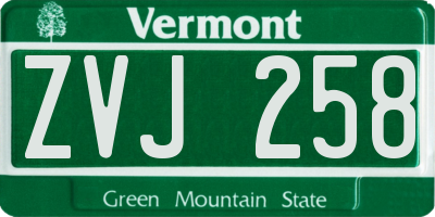 VT license plate ZVJ258