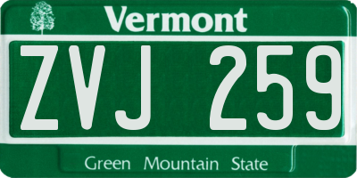 VT license plate ZVJ259