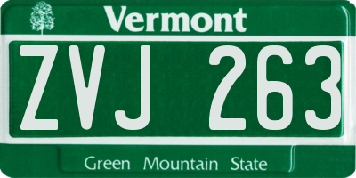 VT license plate ZVJ263