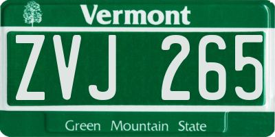 VT license plate ZVJ265