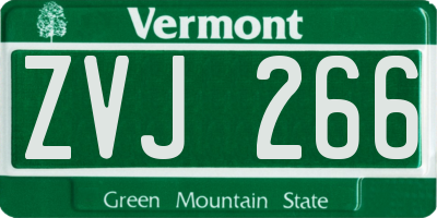 VT license plate ZVJ266