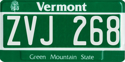 VT license plate ZVJ268