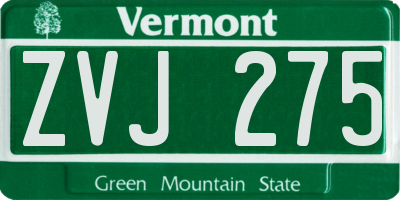 VT license plate ZVJ275