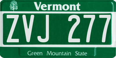 VT license plate ZVJ277