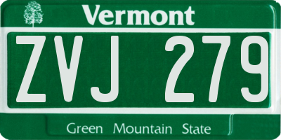 VT license plate ZVJ279