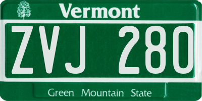 VT license plate ZVJ280