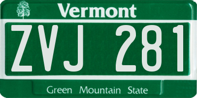 VT license plate ZVJ281