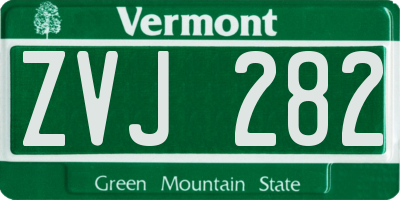 VT license plate ZVJ282