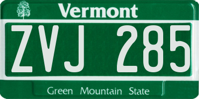VT license plate ZVJ285