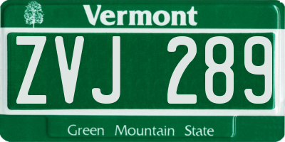 VT license plate ZVJ289