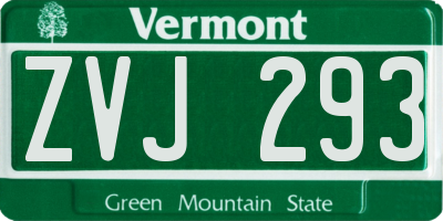 VT license plate ZVJ293