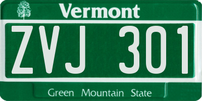 VT license plate ZVJ301